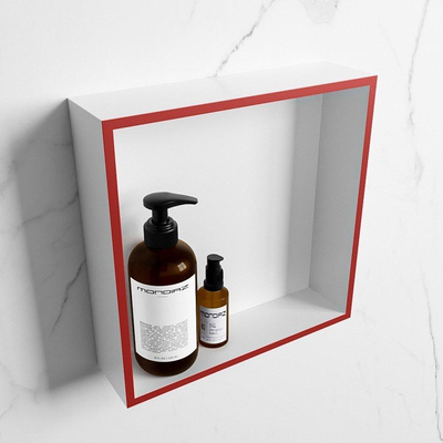 Mondiaz Easy nis 29.5x29.5x8cm voor Inbouw/opbouw 1 open vak Solid surface Talc/Fire