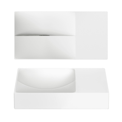 Clou Vale lavabos céramique lave-mains 38x19x7cm sans trou de robinet à droite Blanc mat