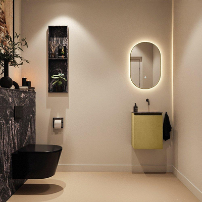 MONDIAZ TURE-DLUX 40cm toiletmeubel Oro. EDEN wastafel Lava positie rechts. Zonder kraangat.