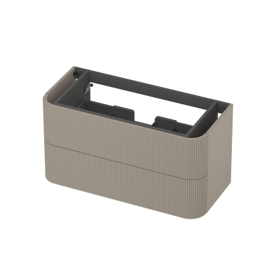 INK Concept R Wastafelonderkast - 100x45x52cm - 2 lades - opliggende grepen - gefreesd - afgeronde hoeken - MDF - mat creme cotton