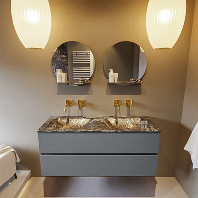 Mondiaz VICA-DLUX ensemble de meuble de salle de bain - 120cm - meuble sous-vasque plata - 2 tiroirs - lavabo encastrée cloud double - sans trous de robinet - version haute de 60cm - lave