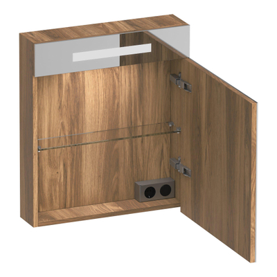 BRAUER Promise armoire de toilette – 59 x 70 x 15 cm – LED directe en haut – ouverture à droite – Honey