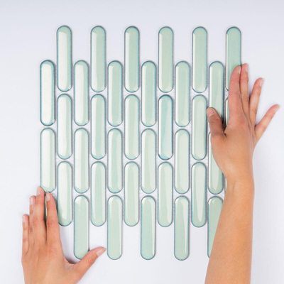 La Mosaic Factory Sevilla carreau mosaïque - 30x30cm - carrelage mural - Ovale - Porcelaine Vert Clair Brillant