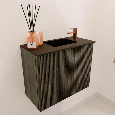 Mondiaz JOYA 50cm toiletmeubel - kleur Shadow - Wastafel FAYE positie Rechts 1 kraangat kleur Urban.