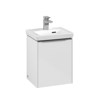 Villeroy & Boch Subway 3.0 meuble sous lavabo - 40x40x30cm - avec 1 porte à ouverture à gauche avec système de fermeture douce et poignée brillante en aluminium panneau de particules Brilliant white