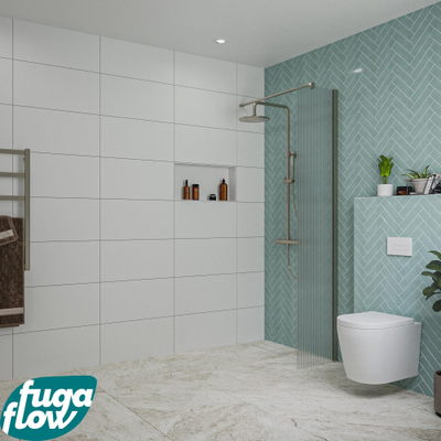 FugaFlow Eccelente Vetro Douche à l'italienne - 40x200cm - verre nervuré - Gunmetal brossé