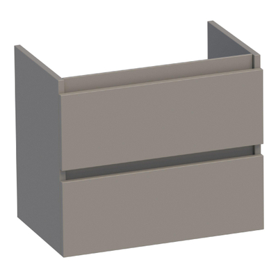 BRAUER Joy wastafelonderkast ondiep - 60x39x50cm - 2 softclose lades - greeploos - 1 sifon uitsparing - mat taupe
