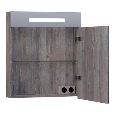 BRAUER Promise spiegelkast – 59x70x15 cm – directe LED – rechtsdraaiend – Driftwood