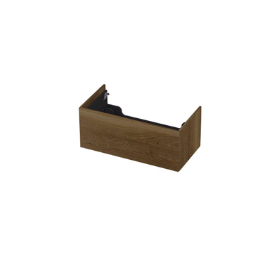 INK Wastafelonderkast - 90x45x37.6cm - 1 lade - push to open - met recht opdekfront - Eiken - Ash grey
