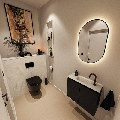 MONDIAZ TURE-DLUX Meuble toilette - 60cm - Urban - EDEN - vasque Ostra - position centrale - 1 trou de robinet
