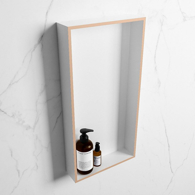 Mondiaz EASY Niche salle de bains - 59.5x8x29.5cm - à encastrer ou à monter - 1 compartiment - Rosee | Talc