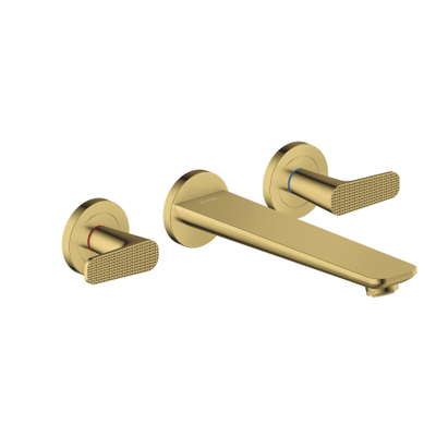 Hansgrohe Axor Citterio C afbouwdeel v. 3-gats inbouw badkraan wandmontage en cubic cutvoorsprong 22.2cm - polished gold optic