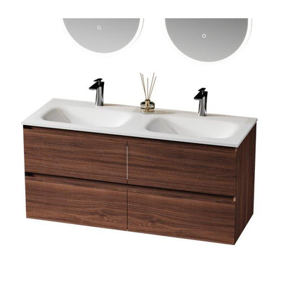 Saniclass Terra Wastafelonderkast - 120cm - 4 lades - kastanje