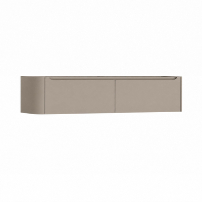 H&R Badmeubelen Juice Wastafelonderkast - 180x45x40cm - linkerhoek afgerond - 2 lades - geïntegreerde greep - olive