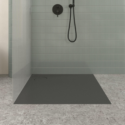 Villeroy & Boch Ecora douchebak - 90x90x3.5cm - hoekafvoer - anthracite (antraciet)