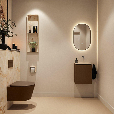 MONDIAZ TURE-DLUX Meuble toilette - 40cm - Rust - EDEN - vasque Frappe - position droite - sans trou de robinet