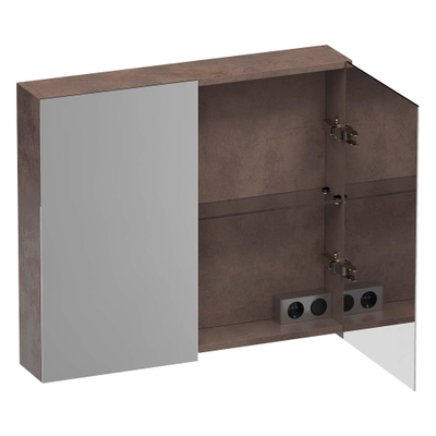 Brauer Impress Armoire de toilette - 80x70x15cm - sans éclairage - 2 portes miroir double - Erosion