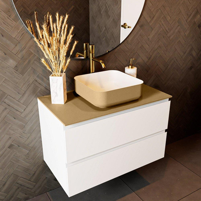 Mondiaz TOP 46 Plan vasque - 80x46x0.9cm - adapté pour plaque de recouvrement - Solid surface - Oro