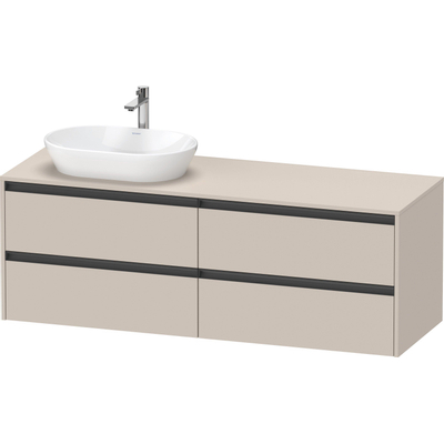 Duravit ketho 2 meuble sous lavabo avec plaque console avec 4 tiroirs pour lavabo à gauche 160x55x56.8cm avec poignées anthracite taupe mat