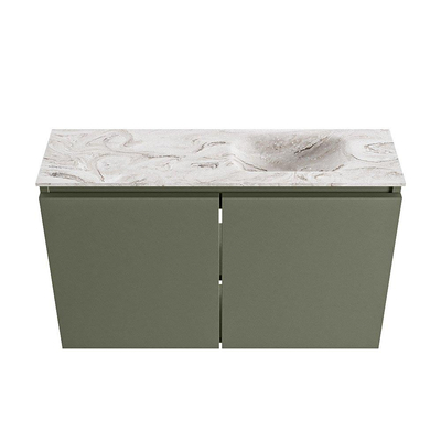 MONDIAZ TURE-DLUX 80cm toiletmeubel Army. EDEN wastafel Glace positie rechts. Met 1 kraangat.