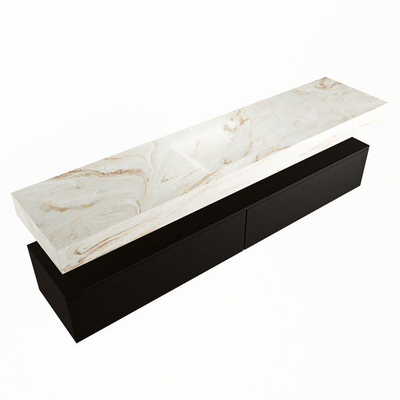 Mondiaz ALAN-DLUX Ensemble de meuble - 200cm - meuble Urban mat - 2 tiroirs - Lavabo Cloud Frappe suspendu - vasque Centre - 1 trou de robinet