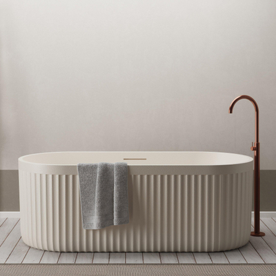 Ideavit Archtec Vrijstaand Bad - 170x75x60cm - Rock Texture - overloopgat - klikwaste - verstelbare poten - Crème beige