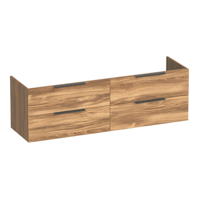 BRAUER Elevate meuble sous-lavabo 160 sans poignées rapportées 4 tiroirs softclose et 2 découpes pour siphon - Honey