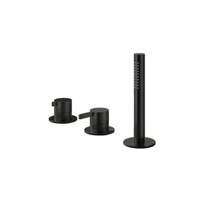 Hotbath Ace Mitigeur de baignoire - Combinaison pour bord de baignoire - monolevier - inverseur 2 voies - douchette à main - noir brossé PVD