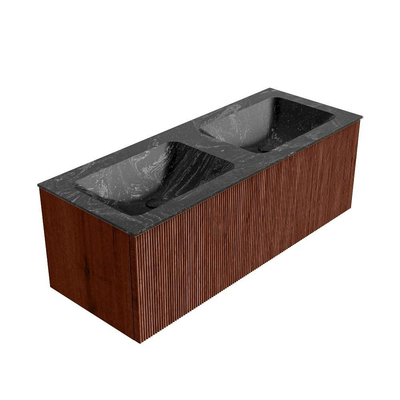 Mondiaz KURVE-DLUX Ensemble de meuble - 120x46x40cm - 1 tiroir - lavabo en solid surface - double - 2 trous de robinet - Ruby