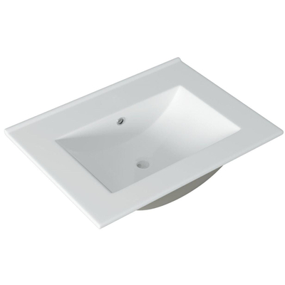 Saniclass Vygo Meuble lavabo - 81x2x46cm - trop-plein - 1 vasque - 0 trous de robinet - céramique - brillant blanc
