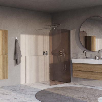 BRAUER Orion Inloopdouche - 120x200cm - brons glas - glascoating - Hoogglans Chroom