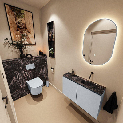 MONDIAZ TURE-DLUX 80cm toiletmeubel Clay. EDEN wastafel Lava positie rechts. Zonder kraangat.