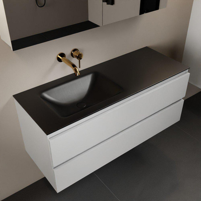 Mondiaz AIVY Ensemble de meuble - 120x45x50cm - 0 trous de robinet - 1 vasque Urban Solid surface - Gauche - 2 tiroirs - avec armoire de toilette - MDF Talc