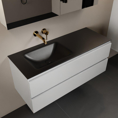 Mondiaz Aivy ensemble meuble de salle de bains - 120x45x50cm - 0 trous de robinet - 1 vasque urban Solid surface - Gauche - 2 tiroirs - Avec armoire miroir - MDF Talc