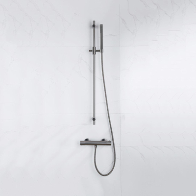 FugaFlow Eccelente Sobrado Badkamer douchekraan met glijstangset met staafhanddouche, metalen doucheslang Gunmetal PVD (antraciet)