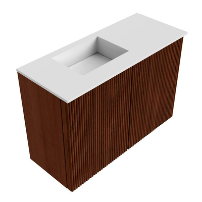 Mondiaz JOYA 60cm toiletmeubel - kleur Ruby - Wastafel FAYE positie Links 1 kraangat kleur Talc.