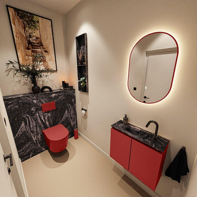 MONDIAZ TURE-DLUX Meuble toilette - 60cm - Fire - EDEN - vasque Lava - position centrale - 1 trou de robinet