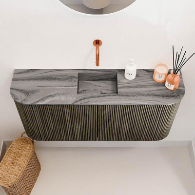 Mondiaz JOYA-DLUX 93.2cm toiletmeubel - ronding links en rechts kleur Shadow - Wastafel FAYE positie Midden Zonder kraangat kleur Sombra.