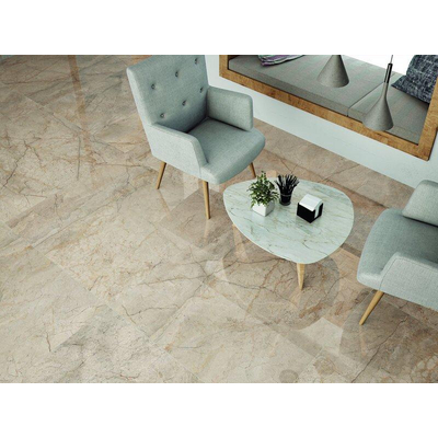 Terravito Waldoro wand- en vloertegel - 60x120cm - 10.5mm - Rechthoek - gerectificeerd - Marmerlook - Creme gepolijst