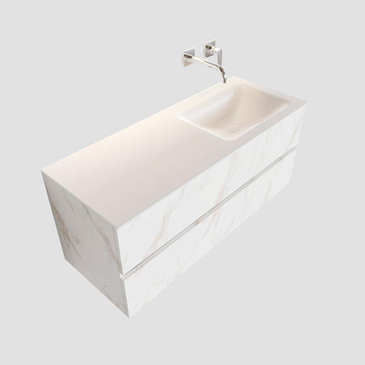 Mondiaz VICA Meuble Carrara avec 2 tiroirs 120x50x45cm vasque Cloud droite sans trous de robinet