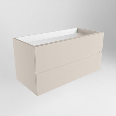 MONDIAZ VICA Meuble bas - 2 tiroirs - 100cm - Linen - Sans découpe dans le tiroir - Version XL 60cm - haut