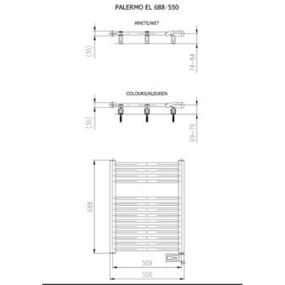 Plieger Palermo-EL III/Fischio elektrische designradiator horizontaal 688x550mm 300W wit (RAL9016)