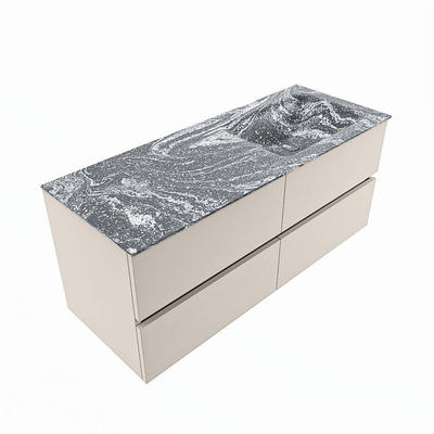 Mondiaz VICA-DLUX ensemble de meuble de salle de bain - 120cm - meuble sous lavabo lin - 4 tiroirs - lavabo encastrée nuage droite - sans trous de robinet - version haute de 60cm - lave