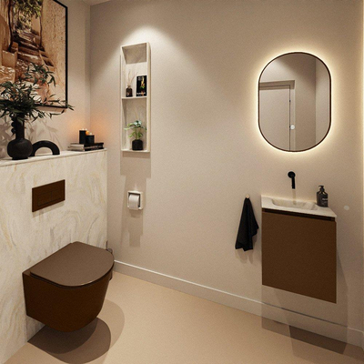 MONDIAZ TURE-DLUX 40cm toiletmeubel Rust. EDEN wastafel Ostra positie midden. Zonder kraangat.