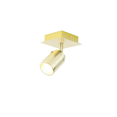 QAZQA Ducha badkamer plafondlamp - 10x10cm - 1 spot - IP44 - vierkant - messing (goud)