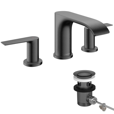 Hansgrohe VIVENIS wastafelkraan - model 90 - 3-gats - brushed black chrome (zwart)