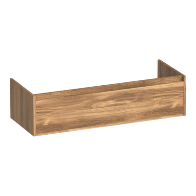BRAUER Hope meuble sous-lavabo - 119x30x45.5cm - 2 tiroirs à fermeture en douceur - sans poignées - 2 découpes pour siphon - Honey