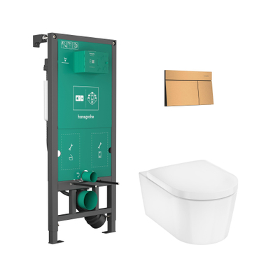 Hansgrohe EluPura S Iframe pack wandcloset - 54cm - met reservoir + bed.plaat - brons (wit)