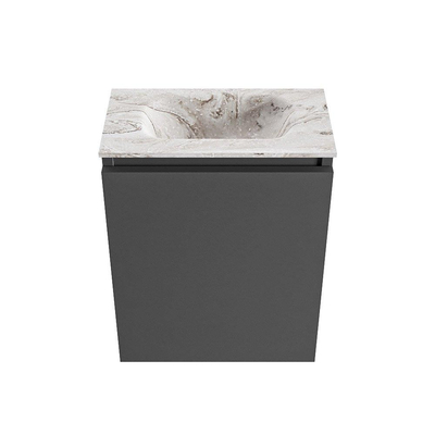 MONDIAZ TURE-DLUX 40cm toiletmeubel Dark Grey. EDEN wastafel Glace positie midden. Zonder kraangat.