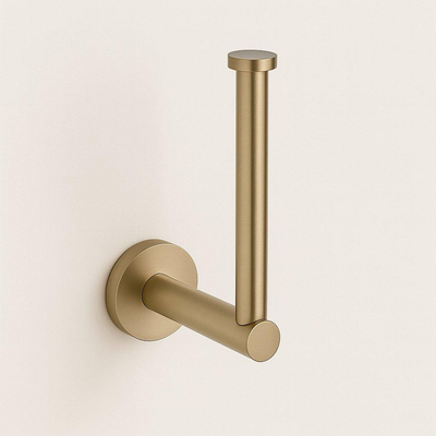 Fortifura Calvi porte-rouleau de papier toilette/porte-rouleau de réserve - sans couvercle - rond - PVD - Laiton brossé (or)